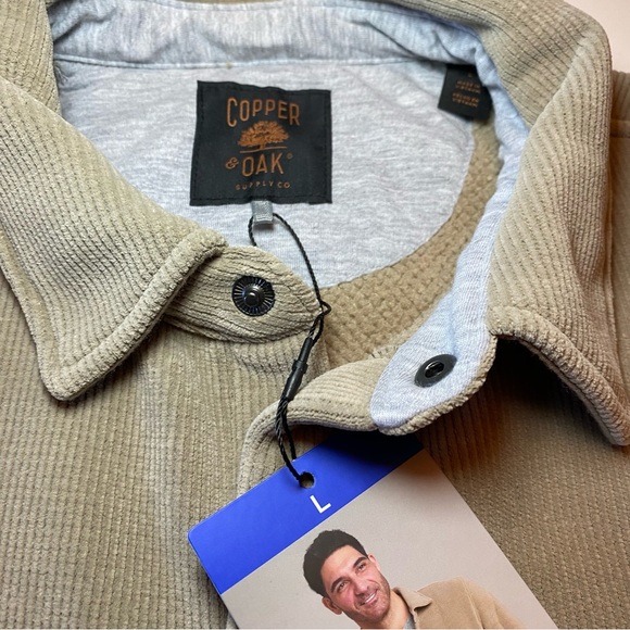 Men's Beige Fleece Jacket by Copper & Oak looks like a Corduroy Jacket. Size L - Picture 4 of 16